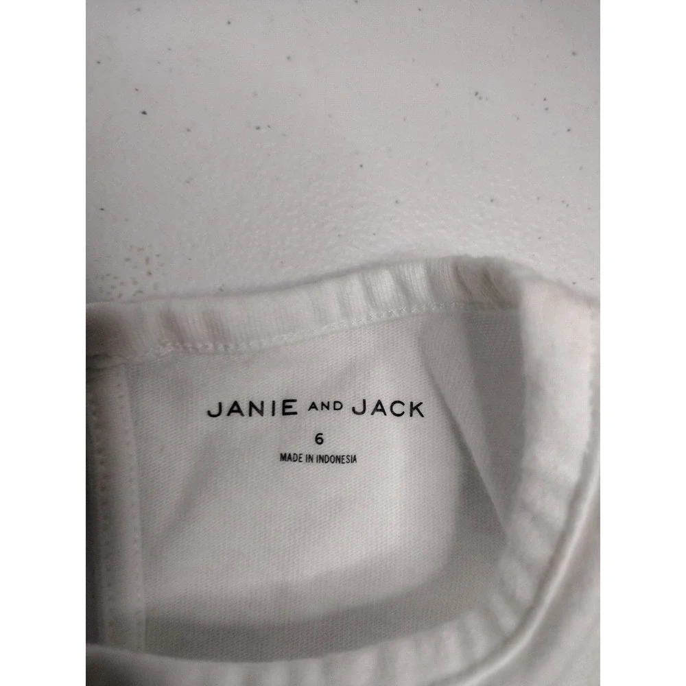 Janie‎ and Jack White Ruffle Sleeve Top Size 6 Kids